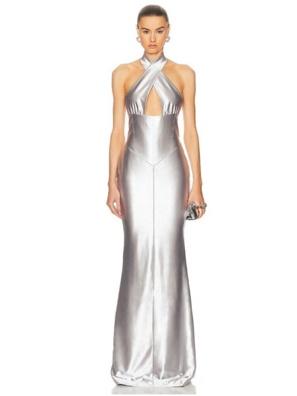 Retrofete Charity Maxi Dress in Silver size small NWD